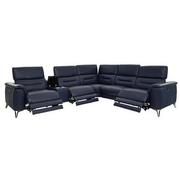 Anabel Blue Leather Power Reclining Sectional with 6PCS/3PWR  alternate image, 2 of 10 images.