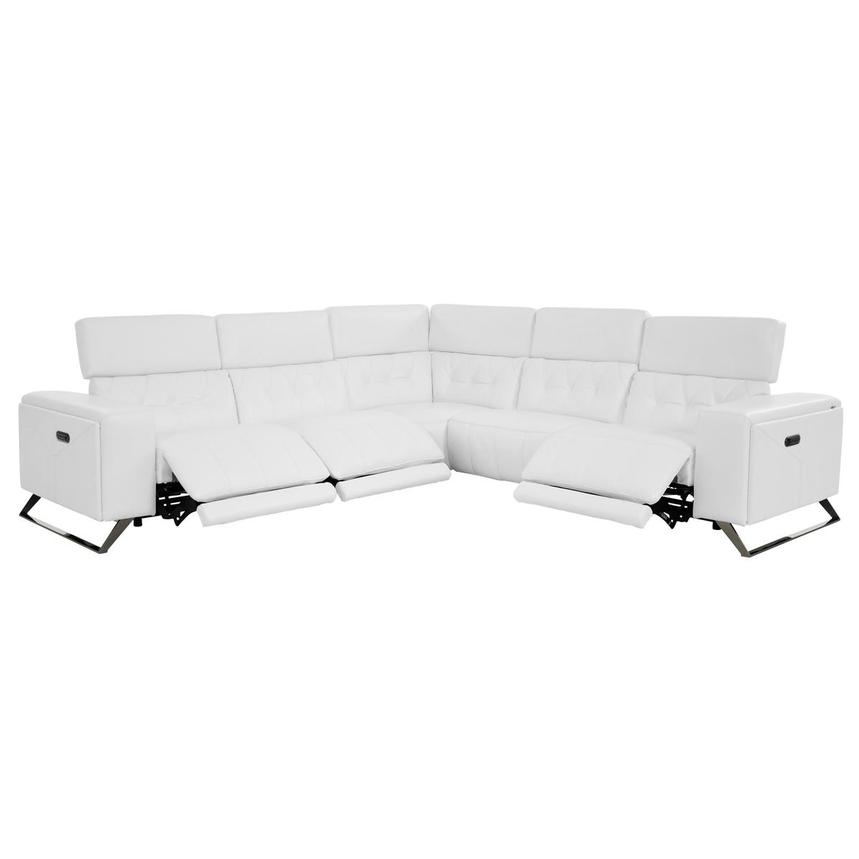 Anchi White Leather Power Reclining Sectional with 5PCS/3PWR  alternate image, 3 of 12 images.