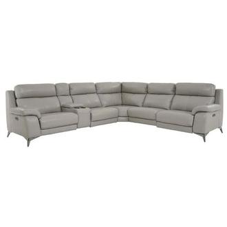 Barry Gray Leather Power Reclining Sectional
