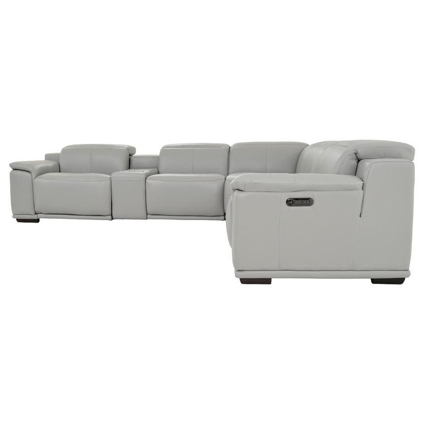 Davis 2.0 Light Gray Leather Power Reclining Sectional with 6PCS/2PWR  alternate image, 3 of 11 images.