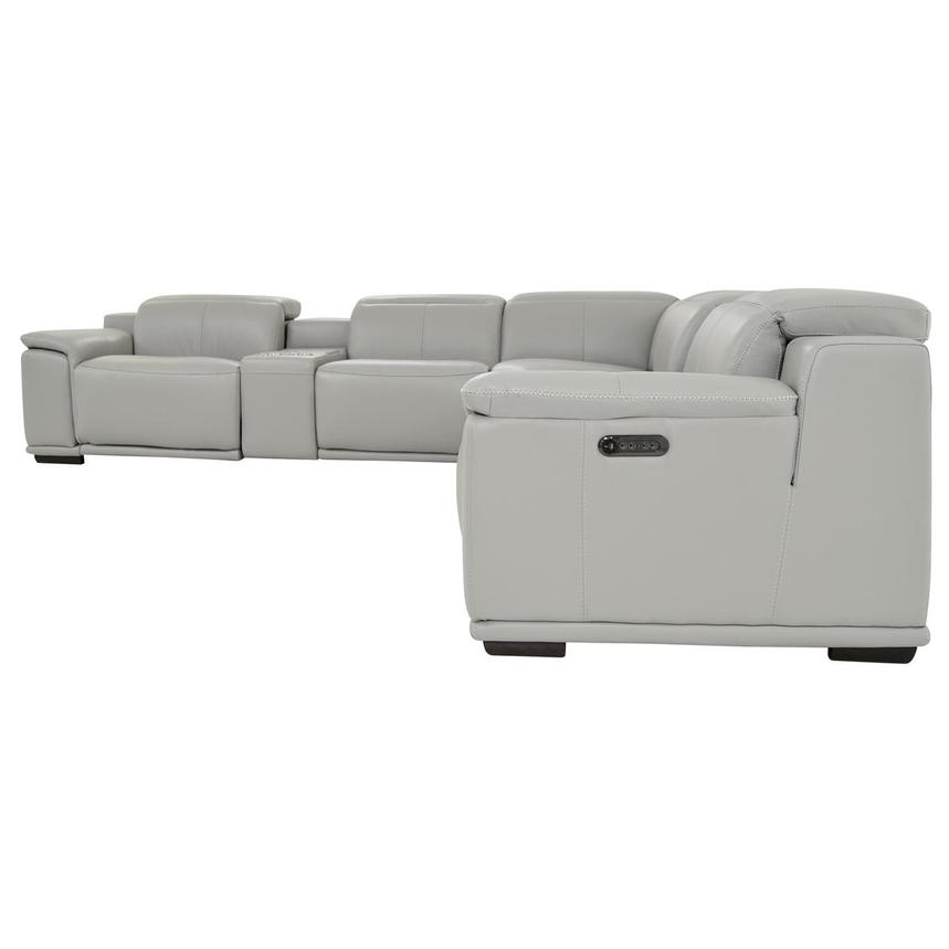 Davis 2.0 Light Gray Leather Power Reclining Sectional with 7PCS/3PWR  alternate image, 3 of 11 images.
