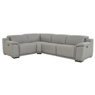 Davis 2.0 Light Gray Leather Power Reclining Sectional with 4PCS/2PWR