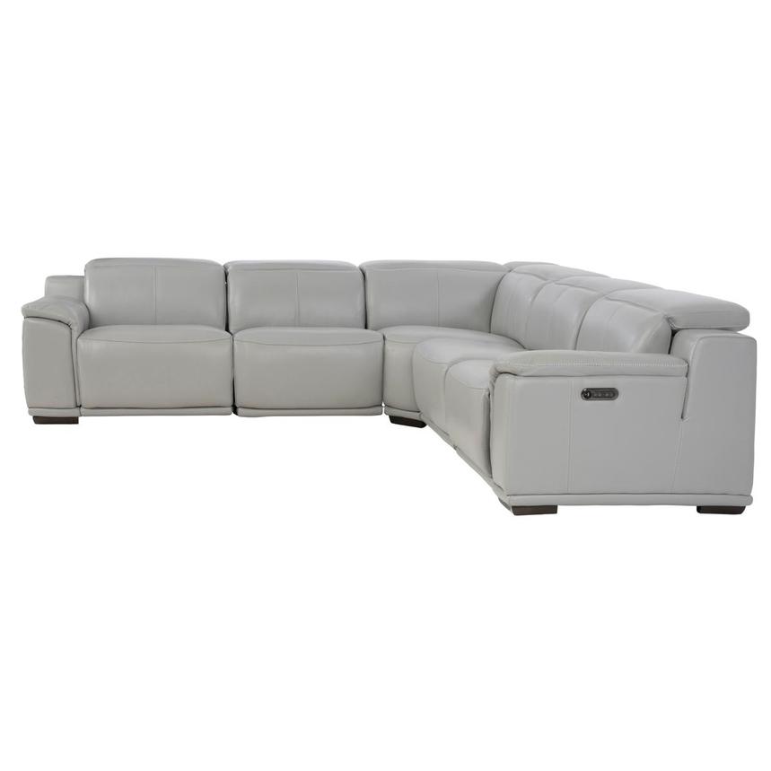 Davis 2.0 Silver Leather Power Reclining Sectional with 5PCS/2PWR  alternate image, 3 of 12 images.