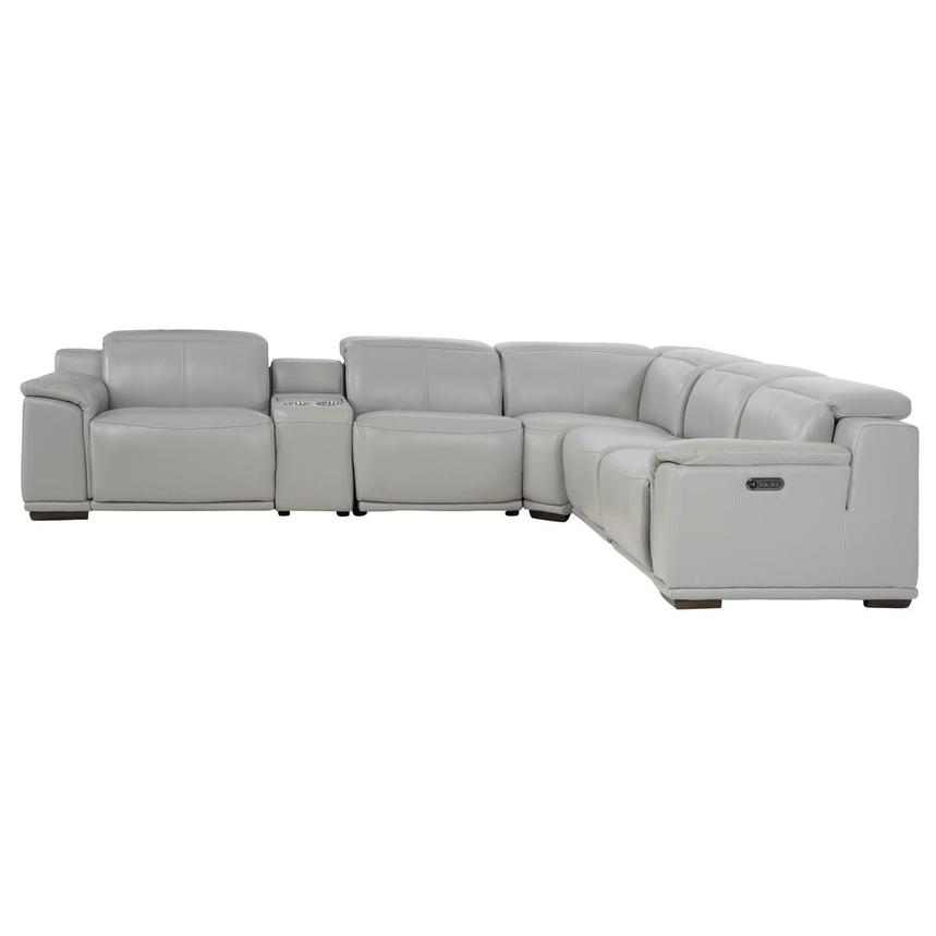 Davis 2.0 Silver Leather Power Reclining Sectional with 6PCS/2PWR  alternate image, 3 of 12 images.