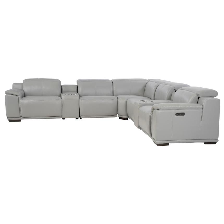 Davis 2.0 Silver Leather Power Reclining Sectional with 7PCS/3PWR  alternate image, 3 of 12 images.