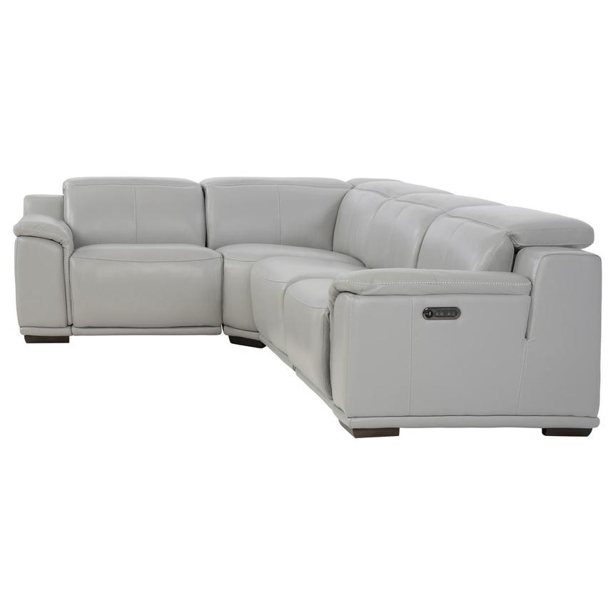 Davis 2.0 Silver Leather Power Reclining Sectional with 4PCS/2PWR  alternate image, 3 of 10 images.