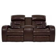 Gio Brown Leather Power Reclining Sofa w/Console  main image, 1 of 15 images.