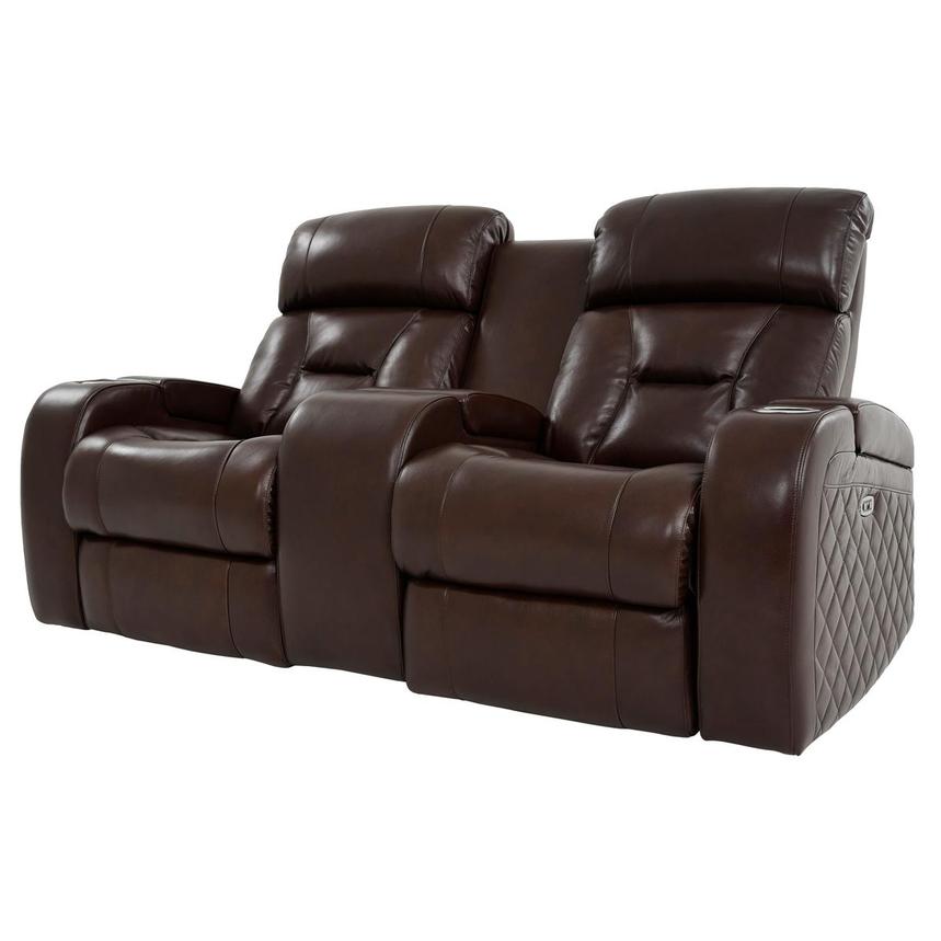 Gio Brown Leather Power Reclining Sofa w/Console  alternate image, 2 of 15 images.