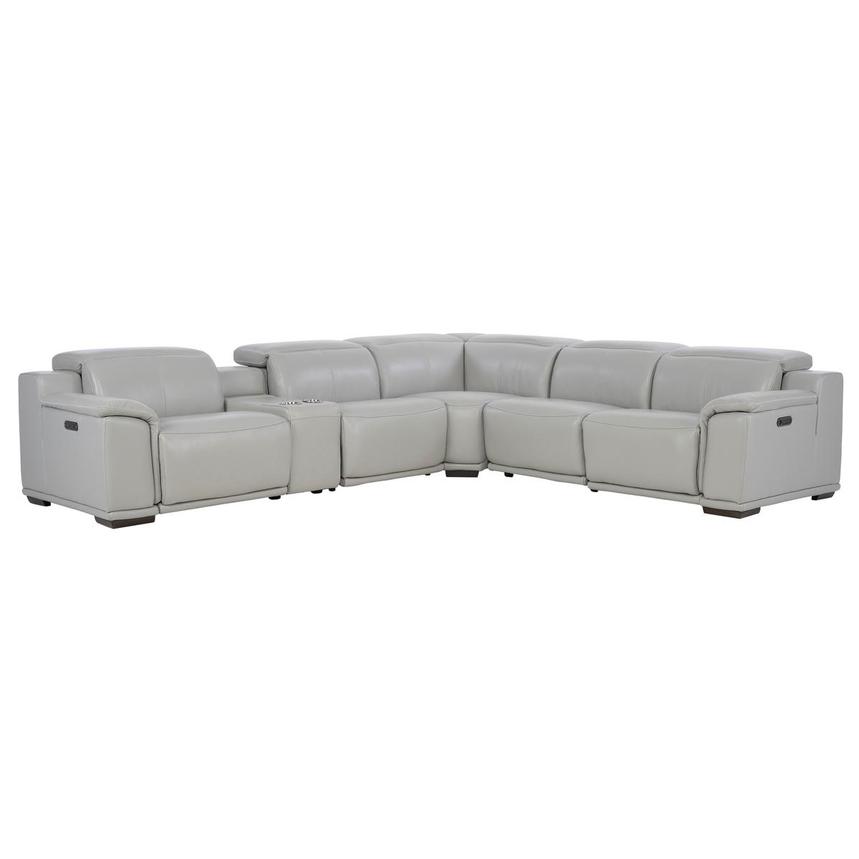 Davis 2.0 Silver Leather Power Reclining Sectional with 6PCS/2PWR main image, 1 of 12 images.