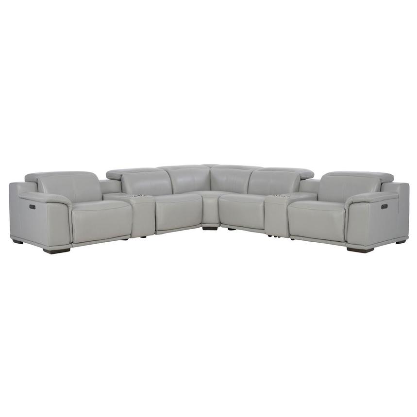 Davis 2.0 Silver Leather Power Reclining Sectional with 7PCS/3PWR main image, 1 of 12 images.