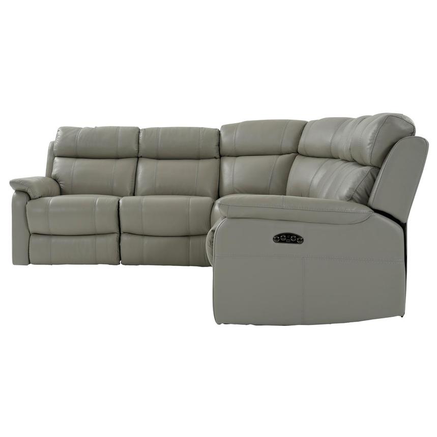Ronald 2.0 Gray Leather Power Reclining Sectional with 5PCS/2PWR  alternate image, 3 of 8 images.