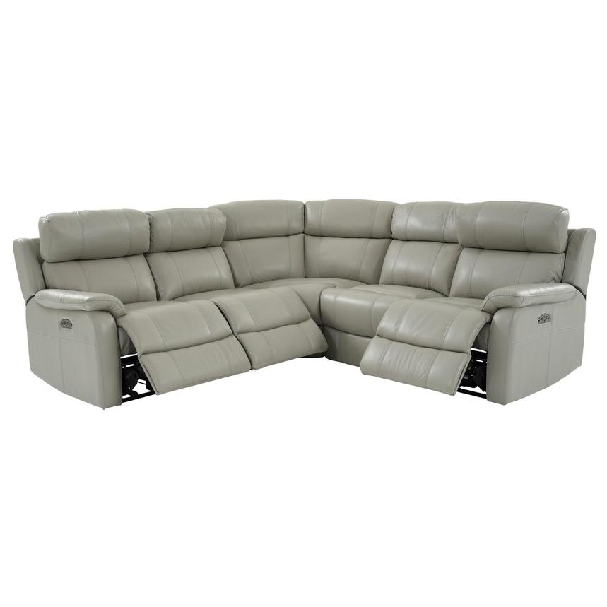 Ronald 2.0 Gray Leather Power Reclining Sectional with 5PCS/3PWR  alternate image, 2 of 8 images.