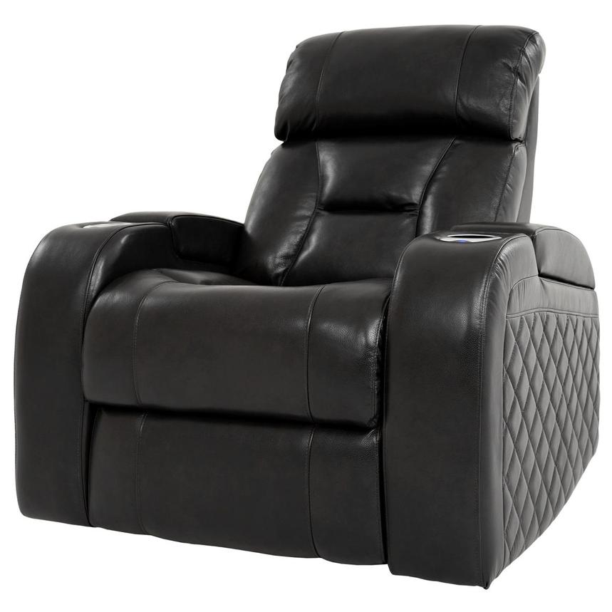 Gio Black Leather Power Recliner  alternate image, 2 of 14 images.