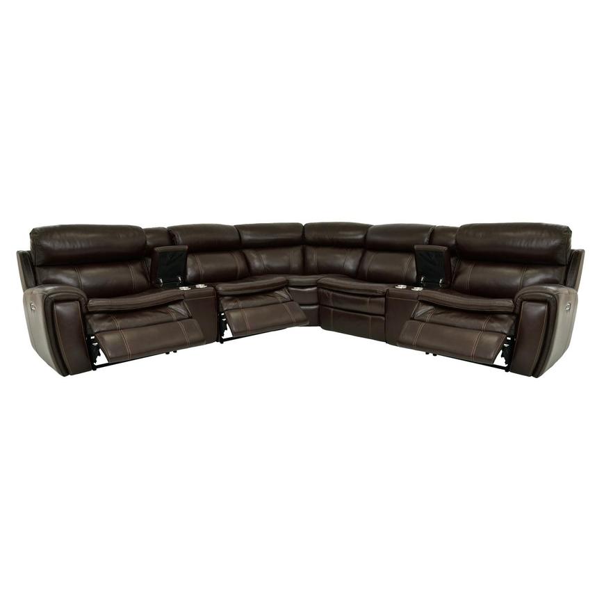 Napa Burgundy Leather Power Reclining Sectional with 7PCS/3PWR  alternate image, 2 of 9 images.