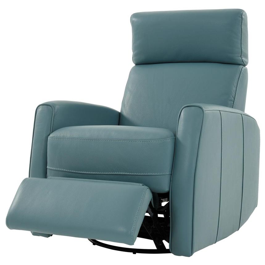 Lucca Blue Leather Power Recliner El, Navy Leather Recliner
