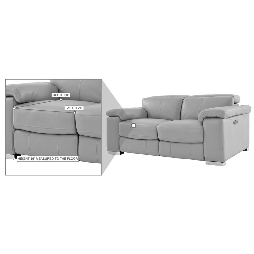 Charlie Light Gray Leather Power Reclining Loveseat  alternate image, 12 of 12 images.