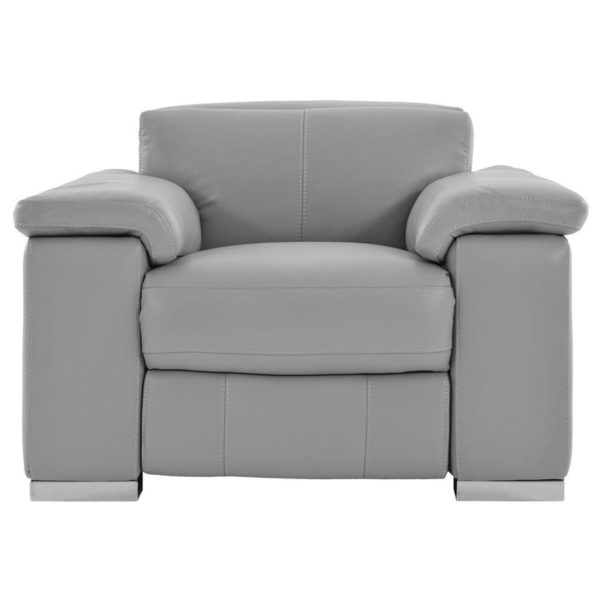 Charlie Light Gray Leather Power Recliner  main image, 1 of 12 images.