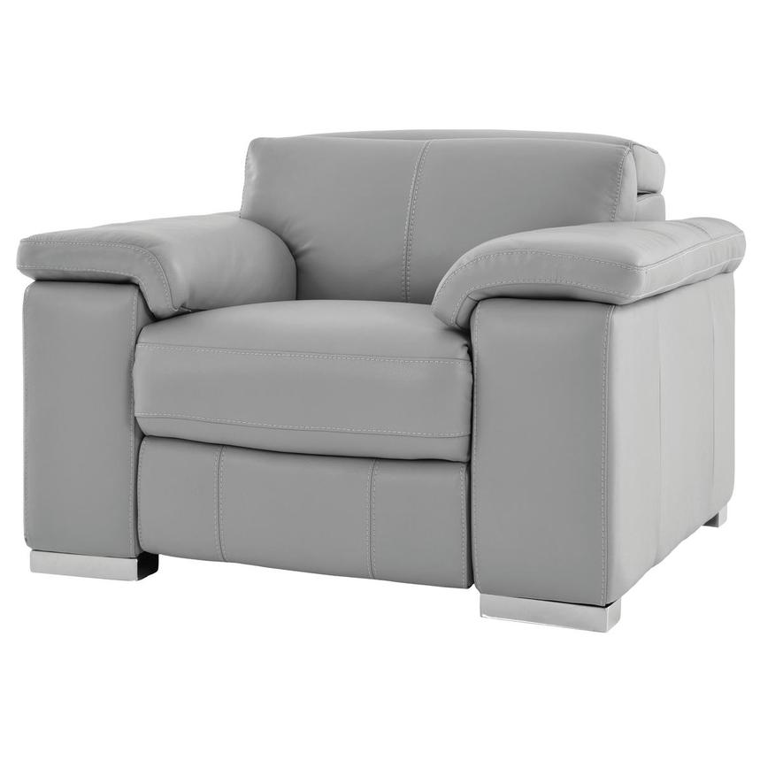 Charlie Light Gray Leather Power Recliner  alternate image, 2 of 12 images.
