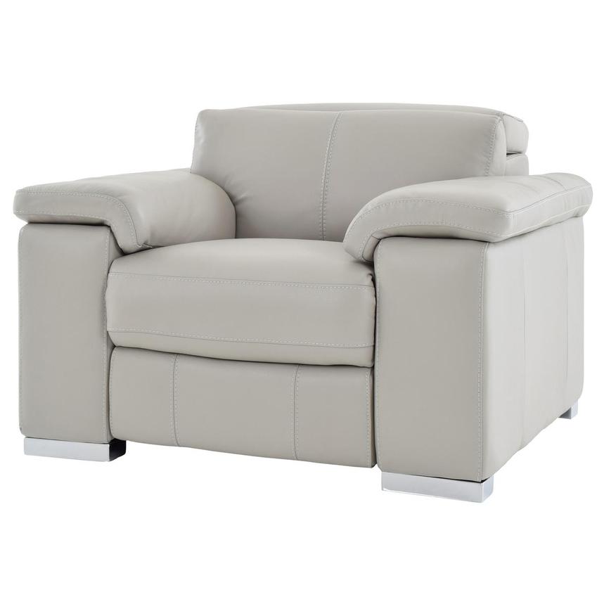 Charlie Light Gray Leather Power Recliner  alternate image, 2 of 11 images.