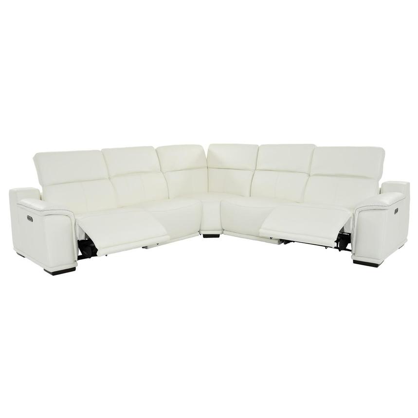 Davis 2.0 White Leather Power Reclining Sectional with 5PCS/2PWR  alternate image, 2 of 10 images.