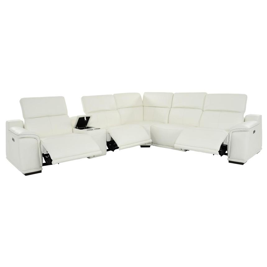 Davis 2.0 White Leather Power Reclining Sectional with 6PCS/3PWR  alternate image, 2 of 11 images.