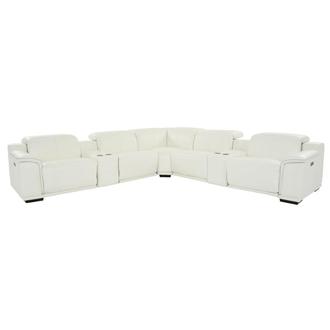 Davis 2.0 White Leather Power Reclining Sectional with 7PCS/3PWR