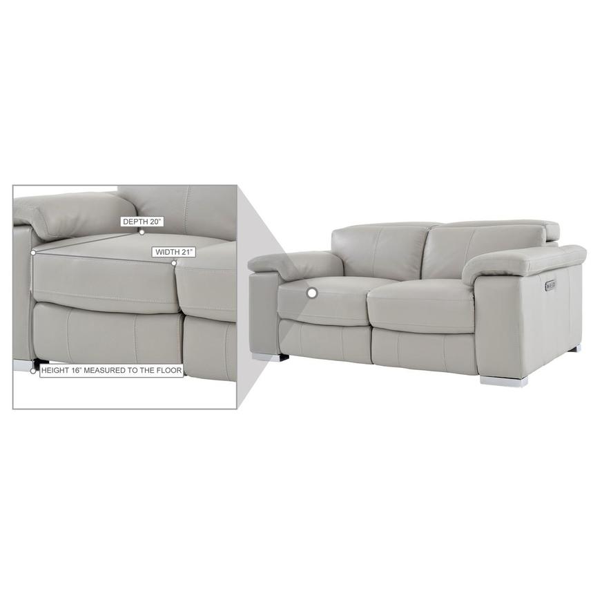 Charlie Light Gray Leather Power, Light Gray Leather Reclining Sofa