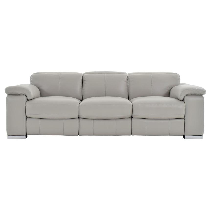 Charlie Light Gray Leather Power, Light Gray Leather Reclining Sofa