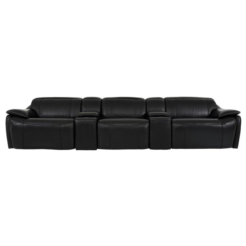 Austin Black Home Theater Leather Seating with 5PCS/3PWR  main image, 1 of 11 images.