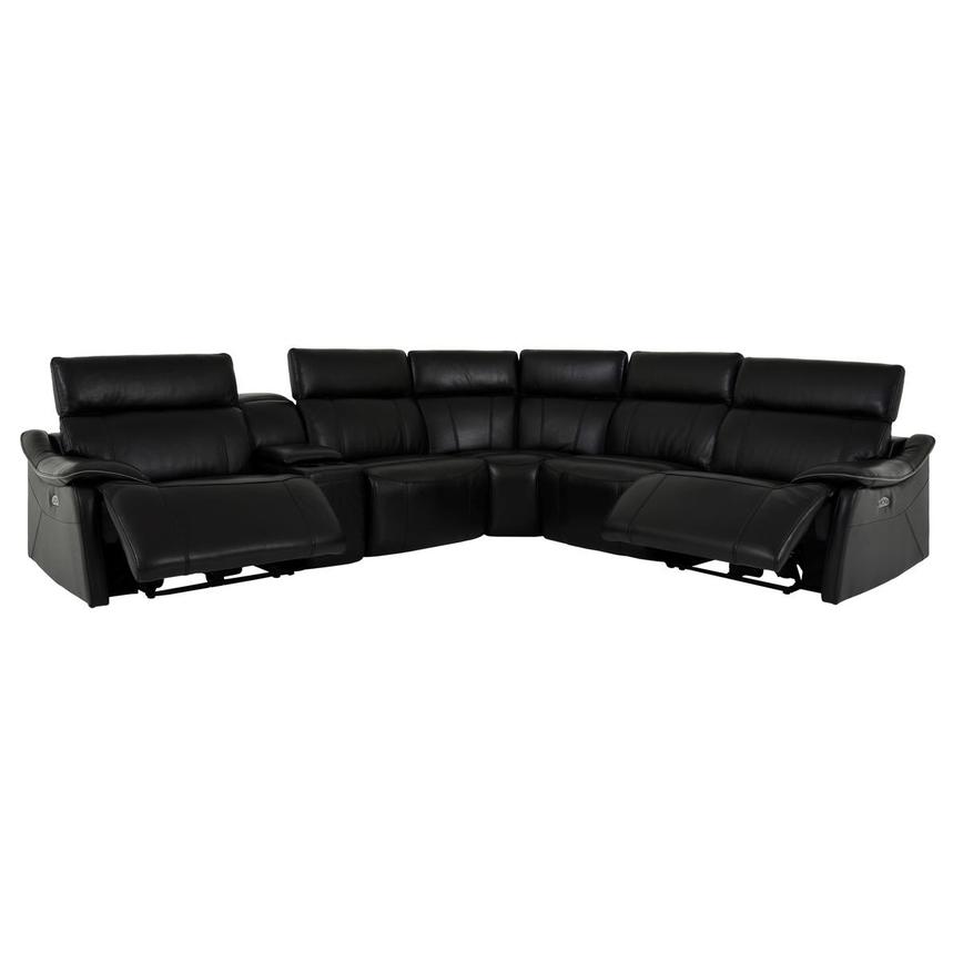 Austin Black Leather Power Reclining Sectional with 6PCS/2PWR  alternate image, 2 of 10 images.