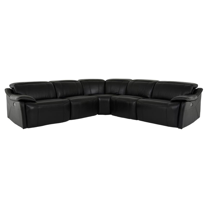 Austin Black Leather Power Reclining, Leather Sectional Black