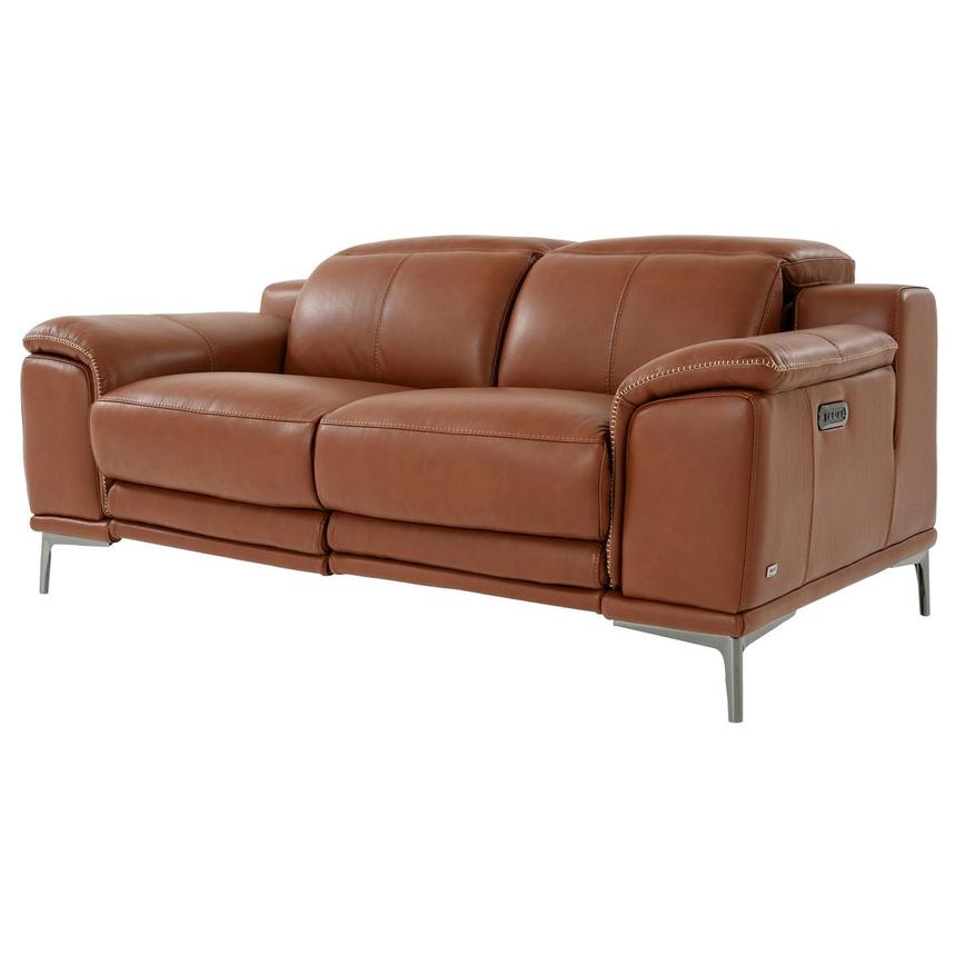 Katherine Tan Leather Power Reclining Loveseat  alternate image, 2 of 12 images.