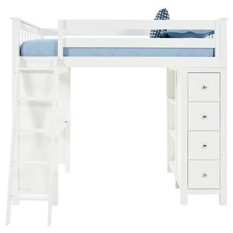 Haus White Twin Loft Bed w/Desk & Chest