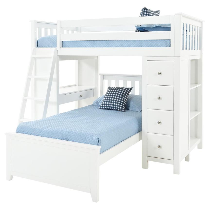 Haus White Twin Over Twin Bunk Bed W Desk Chest El Dorado Furniture