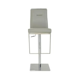 Hyde Leather Light Gray Leather Adjustable Stool