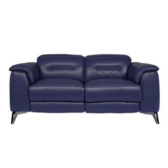 Anabel Blue Leather Power Reclining Loveseat