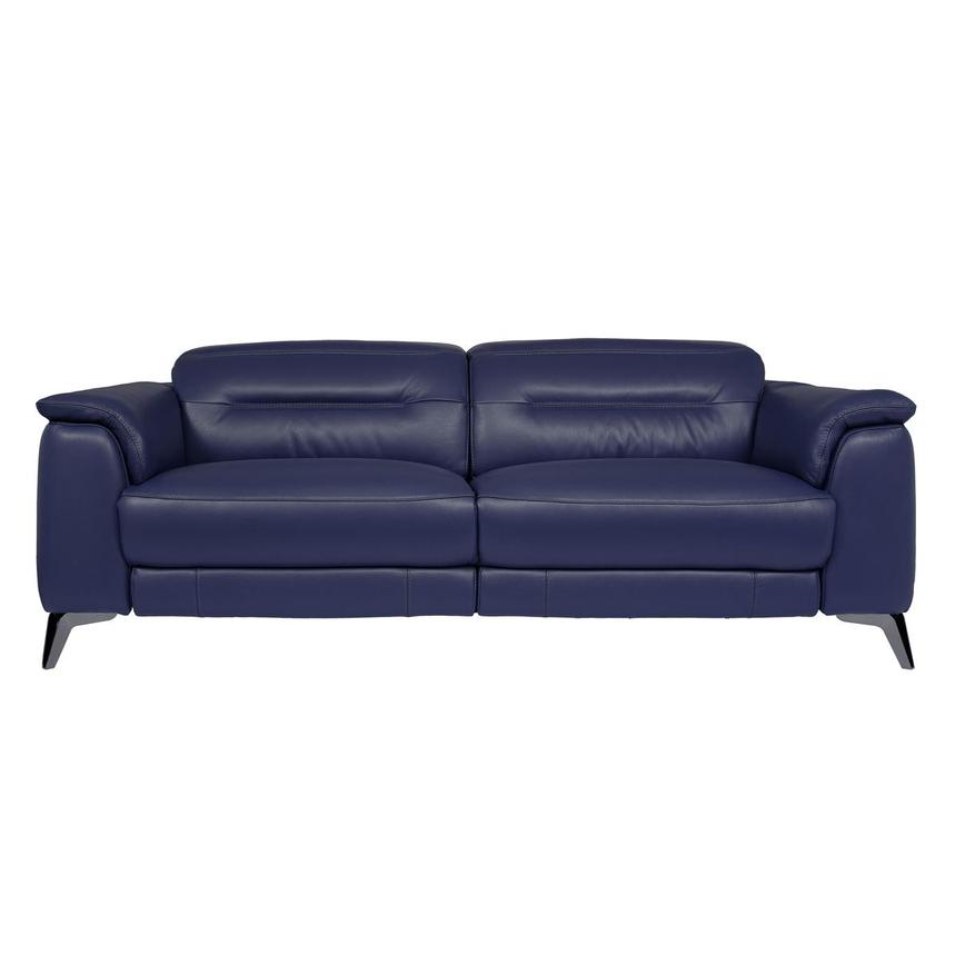 Anabel Blue Leather Power Reclining Sofa  main image, 1 of 10 images.