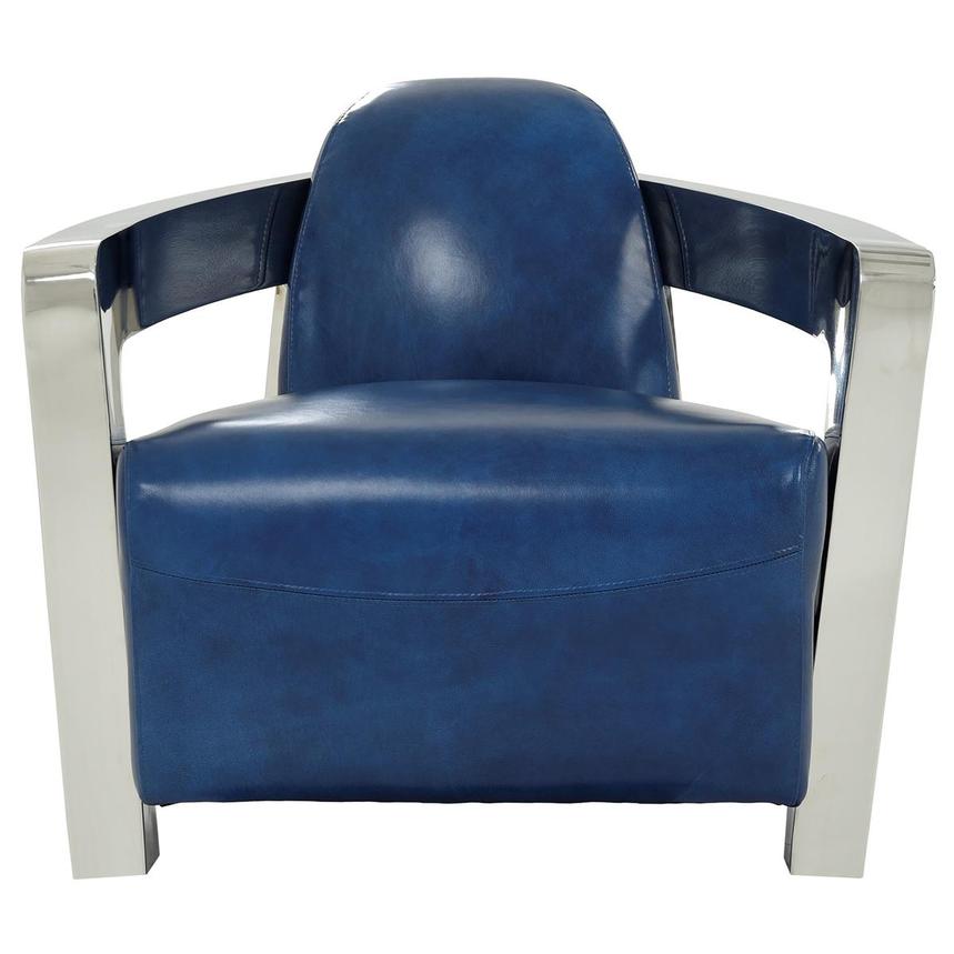 Aviator II Blue Leather Accent Chair alternate image, 3 of 9 images.
