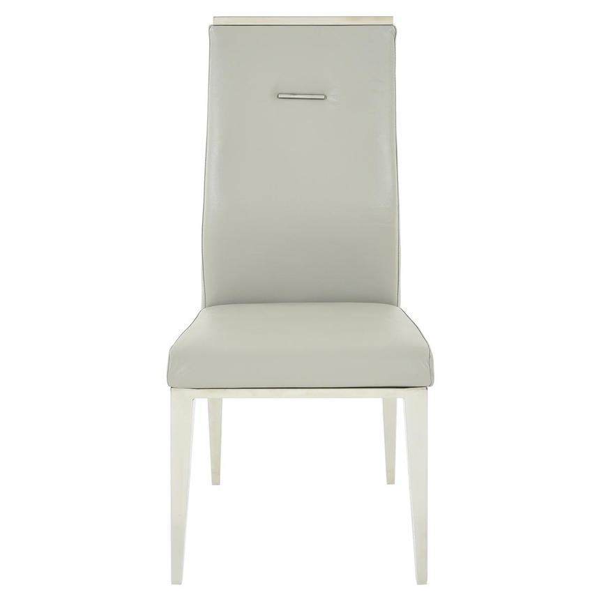 Light gray best sale leather dining chairs