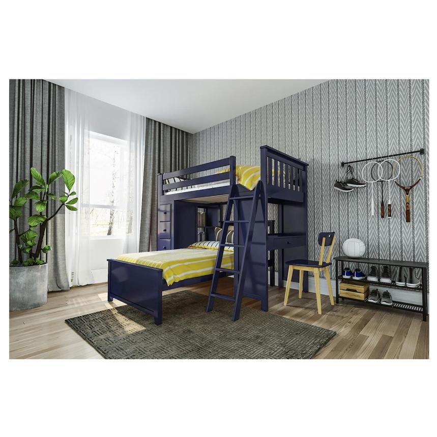 Haus Blue Twin Over Twin Bunk Bed w/Desk & Chest  alternate image, 2 of 12 images.