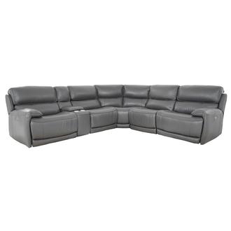 Cody Gray Leather Power Reclining Sectional