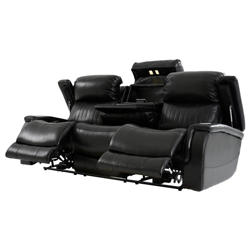 Obsidian Leather Power Reclining Sofa w/Massage & Heat  alternate image, 3 of 16 images.