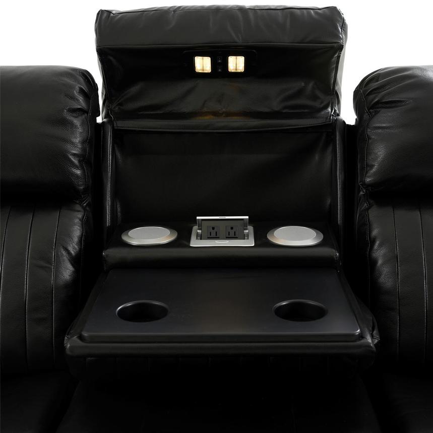 Obsidian Leather Power Reclining Sofa w/Massage & Heat  alternate image, 8 of 16 images.