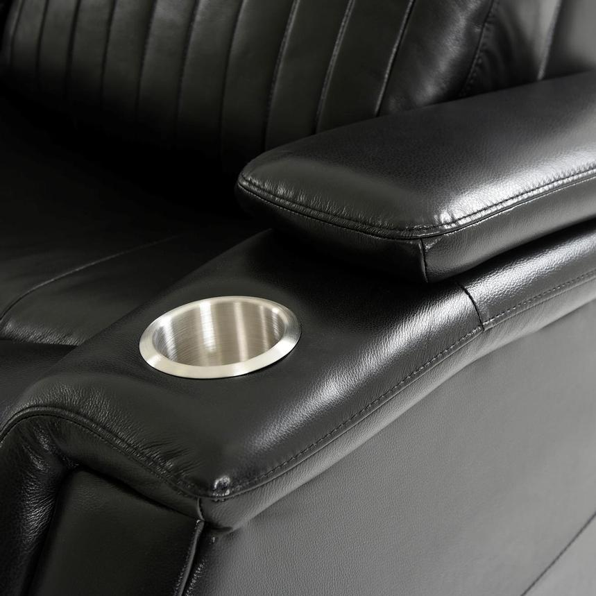 Obsidian Leather Power Reclining Sofa w/Massage & Heat  alternate image, 12 of 16 images.