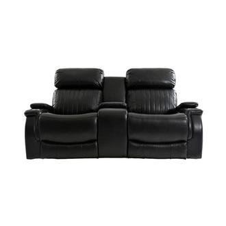 Obsidian w/Console Leather Power Reclining Sofa w/Massage & Heat