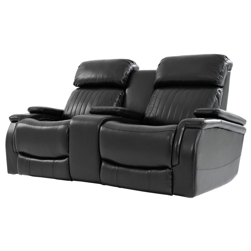 Obsidian w/Console Leather Power Reclining Sofa w/Massage & Heat  alternate image, 2 of 15 images.