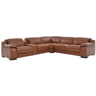 Gian Marco Tan Leather Power Reclining Sectional with 6PCS/2PWR