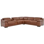 Gian Marco Tan Leather Power Reclining Sectional with 6PCS/2PWR  main image, 1 of 8 images.