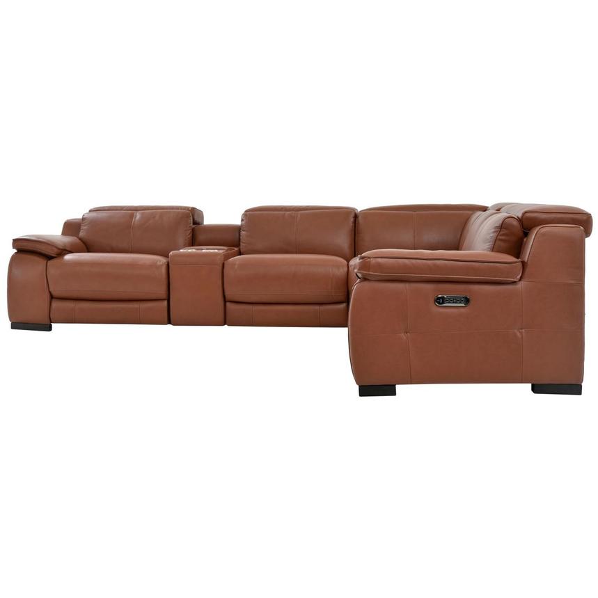 Gian Marco Tan Leather Power Reclining Sectional with 6PCS/2PWR alternate image, 3 of 8 images.