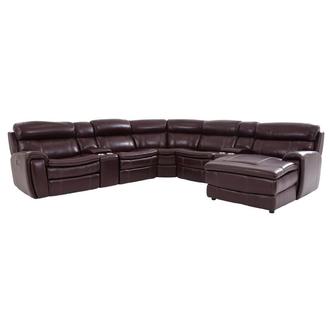 Napa Burgundy 7PC/2PWR Leather Power Reclining Sectional w/Right Chaise